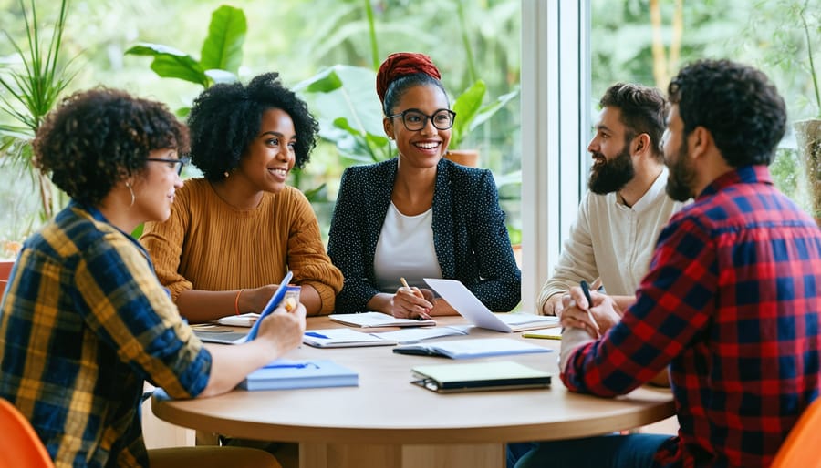 Community members engaged in a climate anxiety support group session