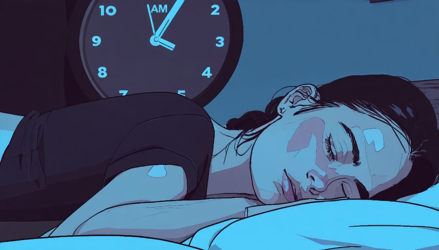 Woman in bed looking frustrated at digital clock showing 3:00 AM