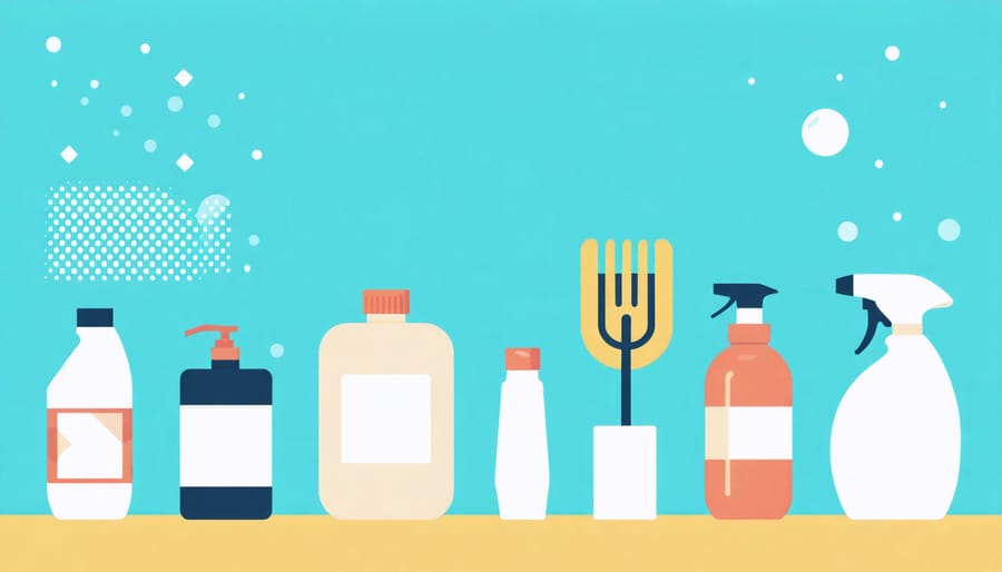Visual diagram of everyday items like cosmetics, synthetic clothing, and cleaning products that contain microplastics