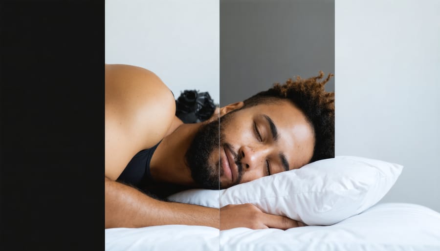 Collection of sleep management techniques including eye mask, melatonin supplements, and light therapy devices