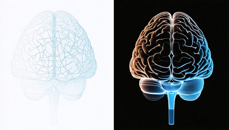 Colorful brain scan showing neural activity patterns during different sleep phases