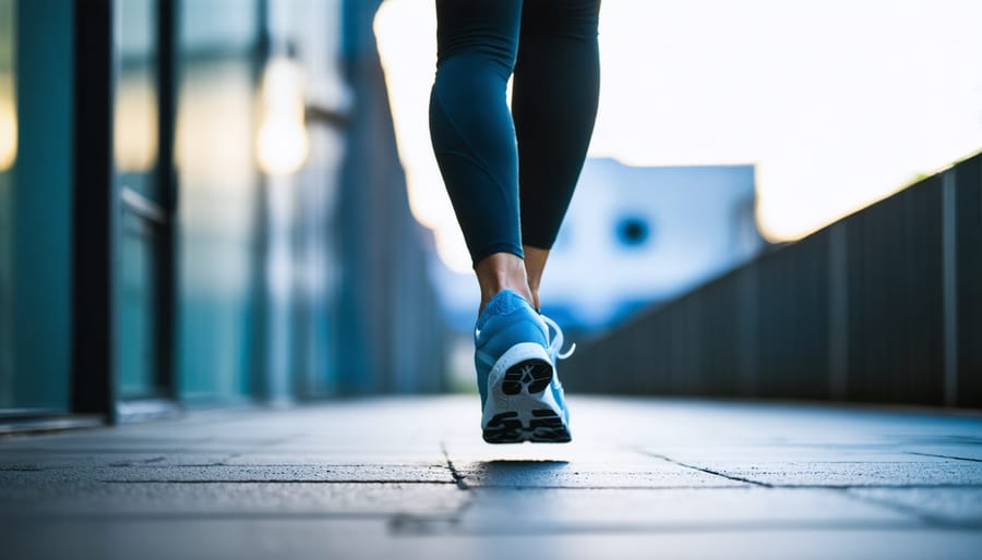 Person preparing for exercise by tying running shoes on park bench