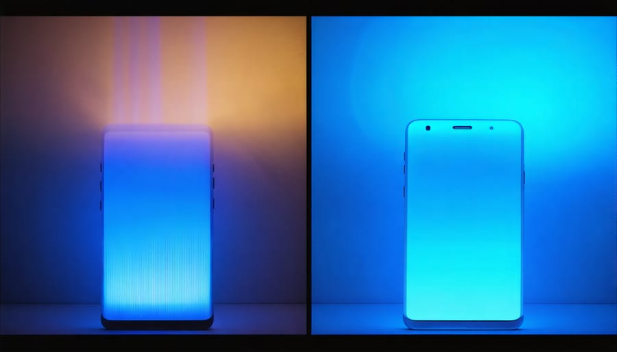 Comparison of blue light from digital device versus warm traditional light