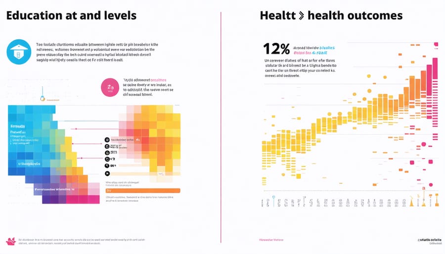 Educational achievement levels linked to health outcomes visualization