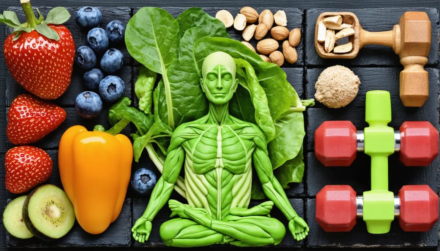 Collection of images showing healthy lifestyle choices that influence epigenetics