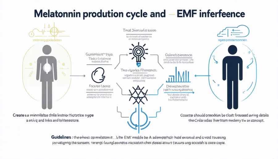 Diagram illustrating how EMF exposure affects natural melatonin production in the body