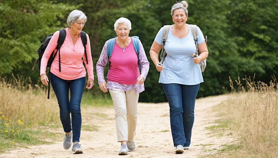 Middle-aged adults maintaining vitality through family-oriented physical activities