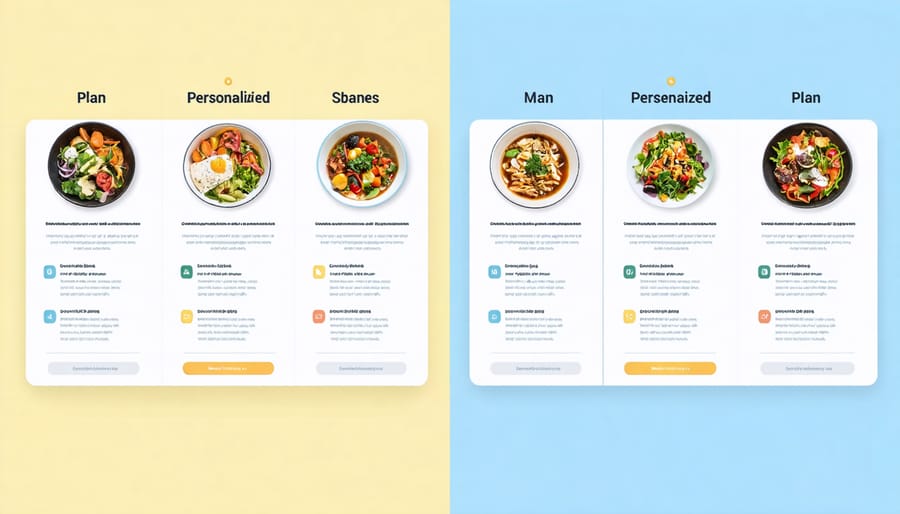 Side-by-side comparison of two different personalized meal plans with genetic markers
