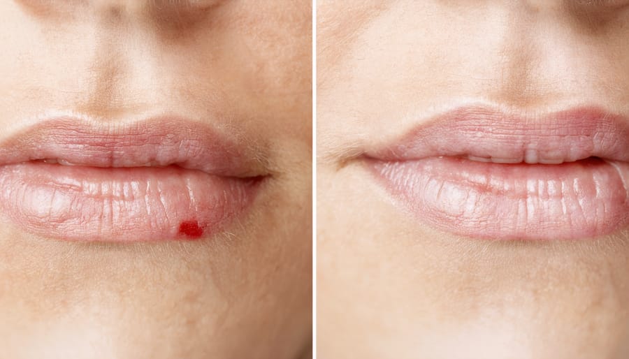 Before and after images of normal vaccination site reactions in infants