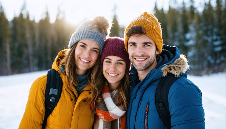 Group of people ice skating and socializing at an outdoor rink