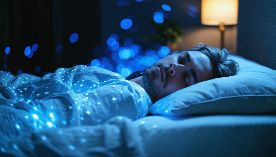 Person sitting on bed edge in early morning light reflecting on sleep and dreams