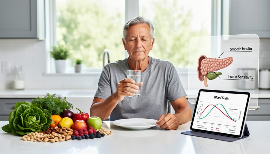 Person's arm showing glucose monitoring device representing metabolic health tracking