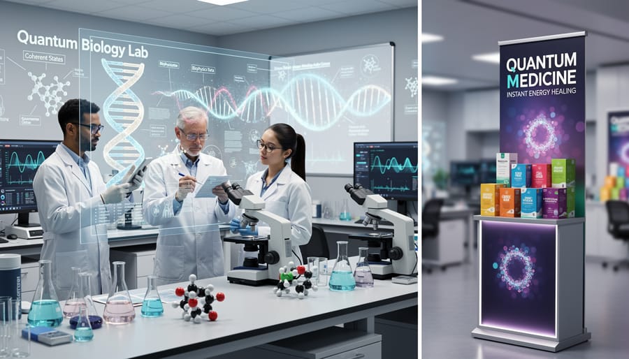 Research scientist conducting quantum biology experiments in professional laboratory