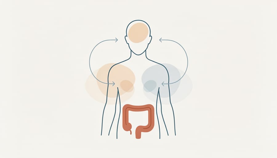 Medical models showing the connection between brain and digestive system
