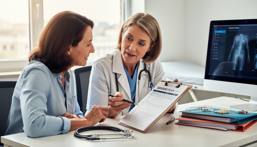 Patient having consultation with healthcare provider in medical office