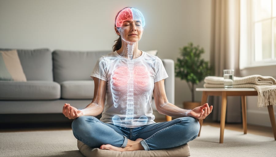 Person in meditation pose demonstrating mindfulness practice for pain management