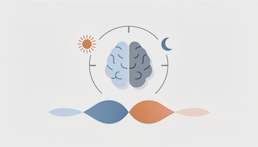 Brain model illustrating circadian rhythm and mood regulation systems