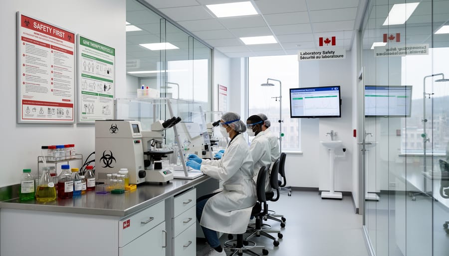 Modern medical research laboratory with advanced equipment and sterile environment