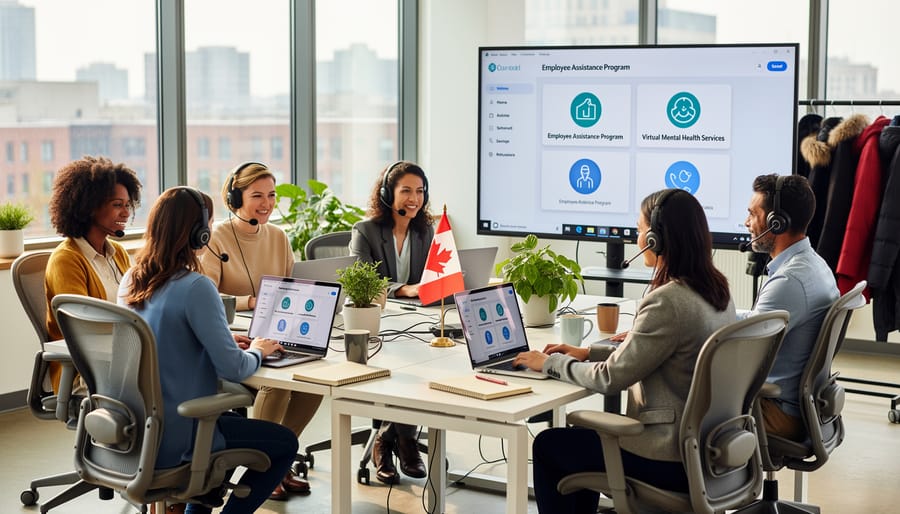 Healthcare professional accessing support resources on computer