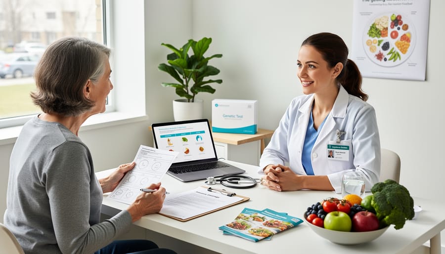 Dietitian consulting with patient in modern healthcare office setting