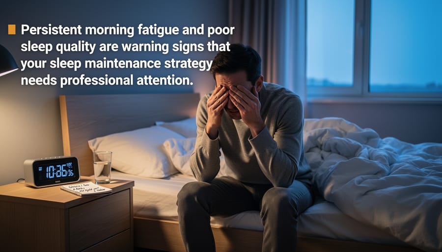 Man experiencing morning fatigue and tiredness despite full night of sleep