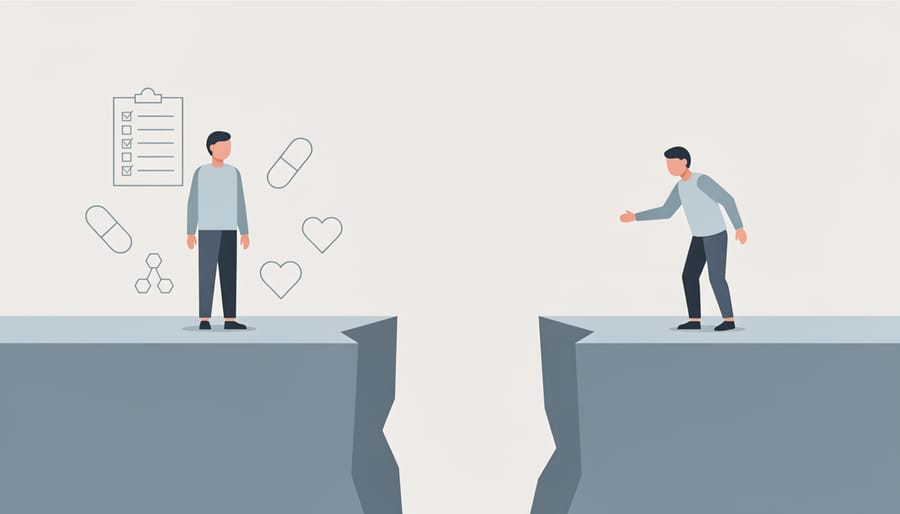 Two diverging paths in corridor symbolizing the challenge of making health decisions