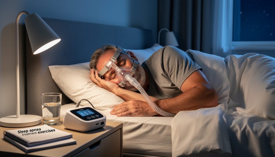 Woman sleeping peacefully on her side in comfortable bed with natural morning light