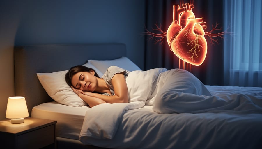 Person sleeping peacefully in bed during early morning hours