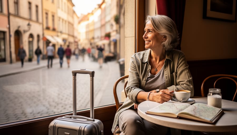 Woman hiking alone on peaceful forest trail with backpack