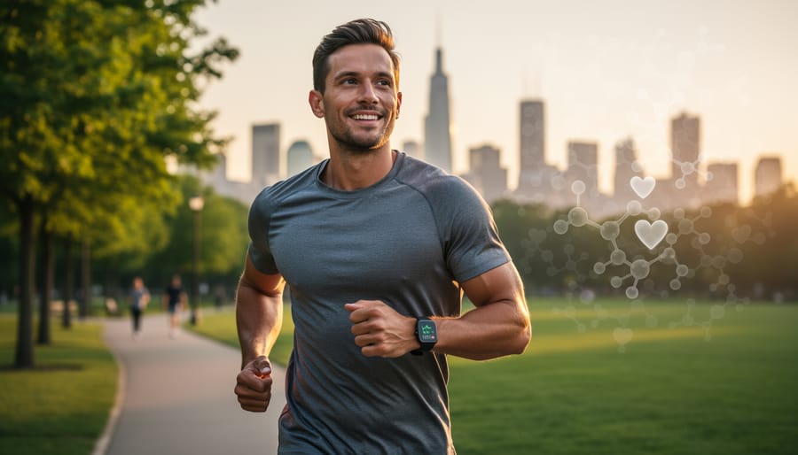 Fit man jogging outdoors during sunrise representing healthy lifestyle habits
