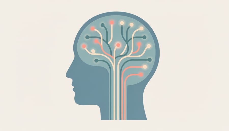Artistic representation of brain neurons and synaptic connections with electrical activity