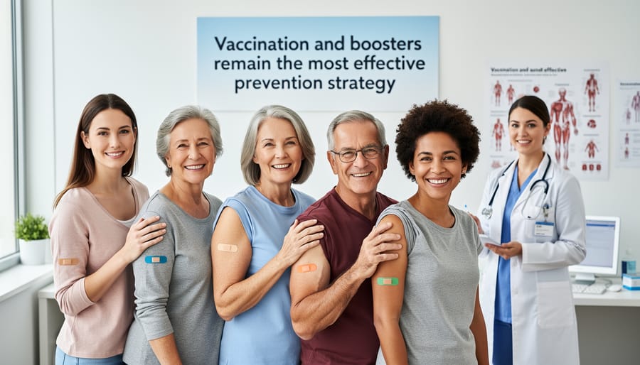 Person receiving COVID-19 vaccine as preventive measure