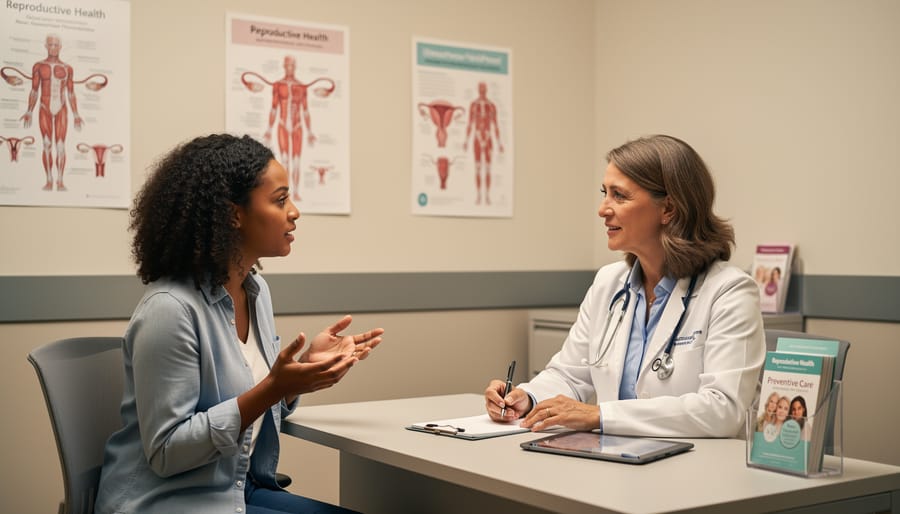 Male patient having consultation discussion with doctor in professional medical office
