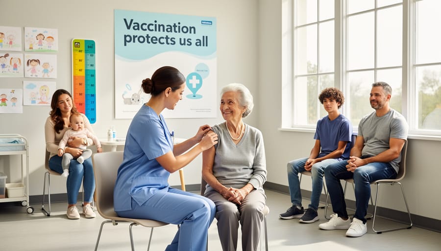 Multi-generational Canadian family together in park representing community health