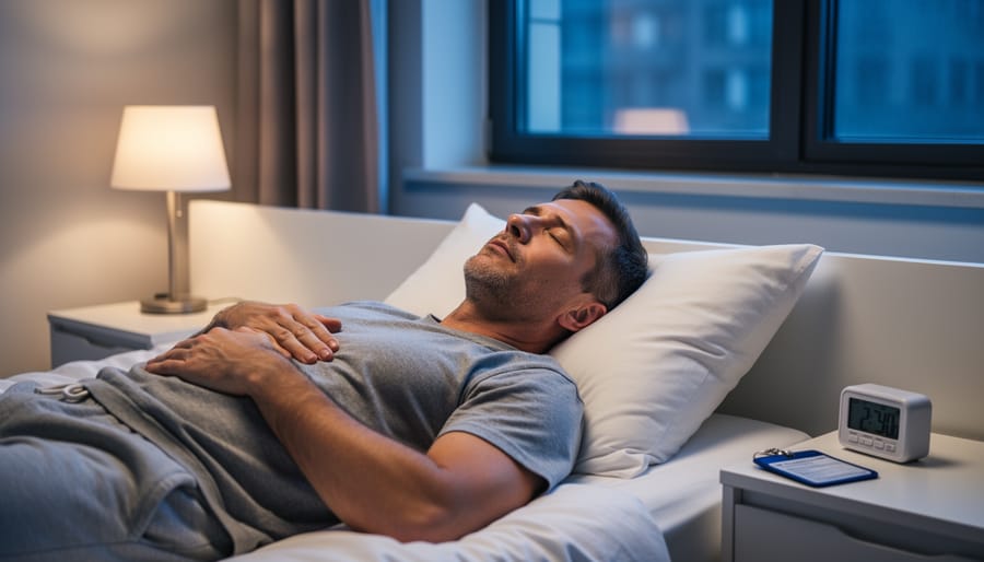 Shift worker practicing meditation and breathing exercises before sleep
