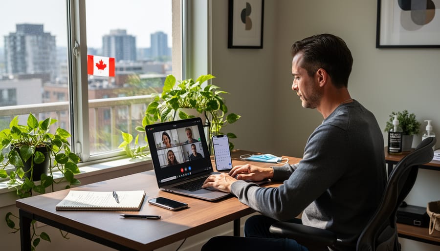 Person working from home at organized desk with natural window lighting