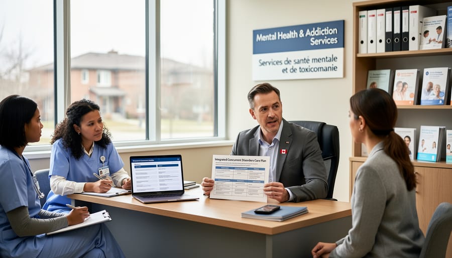 Healthcare provider consulting with patient in modern Canadian medical office setting