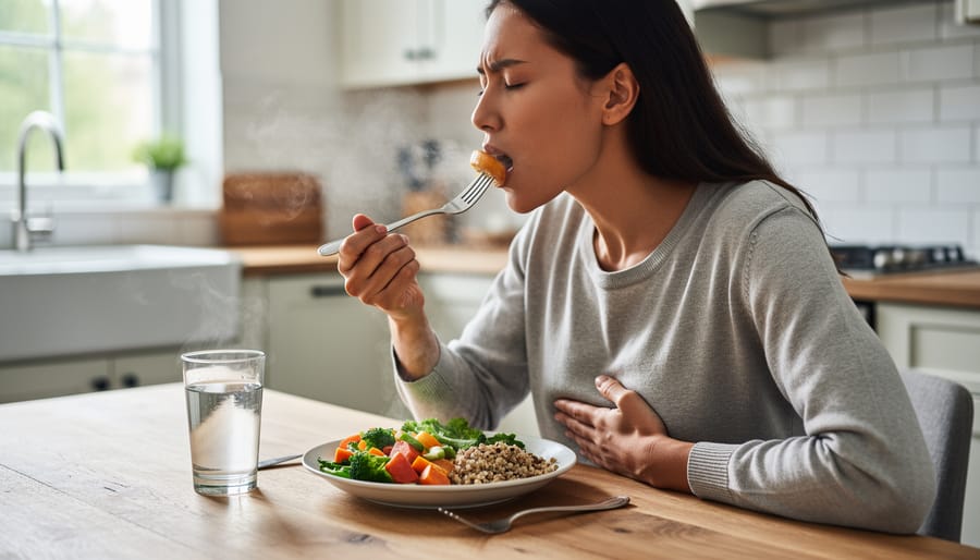 Close-up of hands holding colorful healthy meal bowl in moment of mindful awareness
