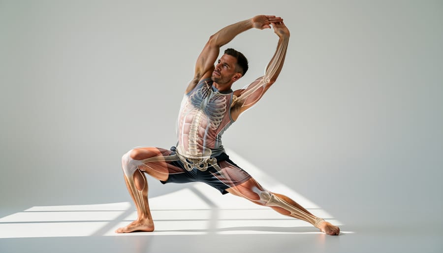 Man performing a hamstring stretch demonstrating everyday musculoskeletal movement