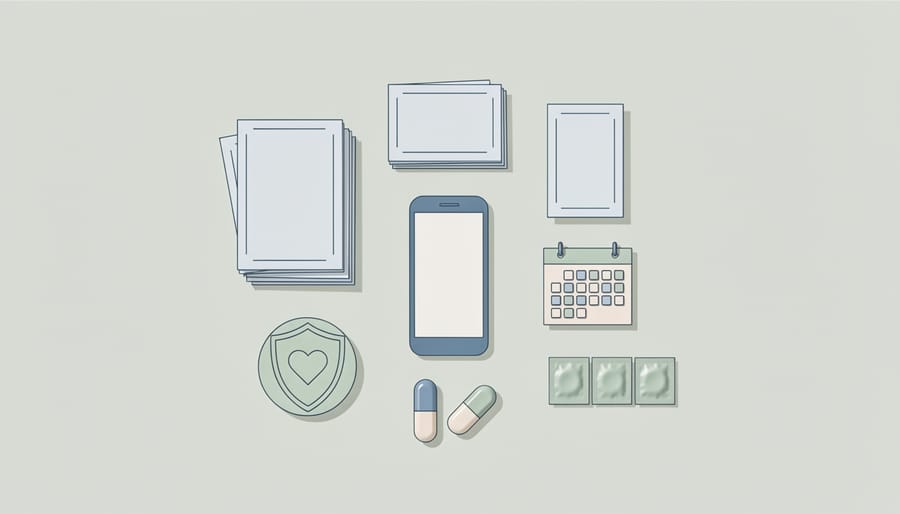 Minimal desk scene with health-related items representing access to reliable sexual wellness information.